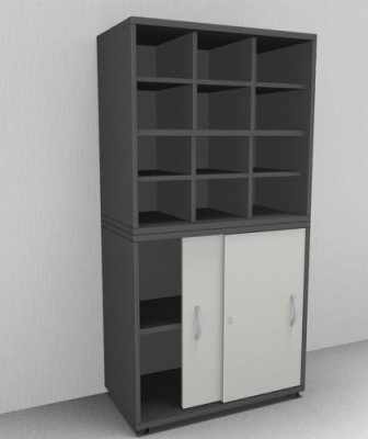 Fächerschrank TEN mit 12 Fächern onyxgrau Weiss
