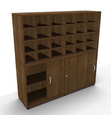 Fächerschrank TEN mit 24 Fächern Nussbaum