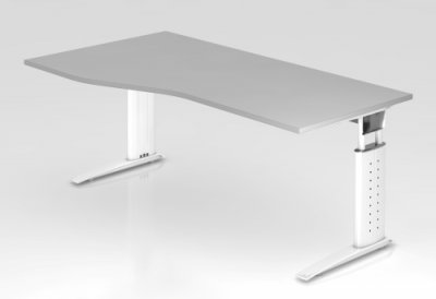 Schreibtisch Unna Freiform Lichtgrau-weiss