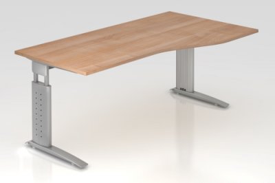 Schreibtisch Unna Freiform Nussbaum-silber