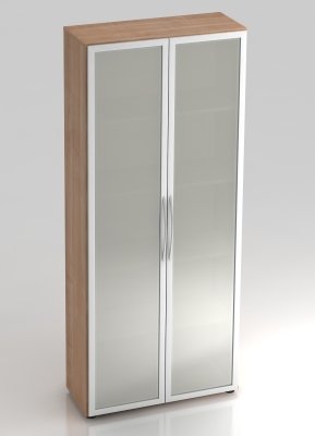 Glastürenschrank Basis Nussbaum