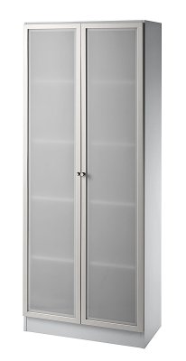 Glastürenschrank Klassik 5 ordnerhöhen 80 cm breit Lichtgrau