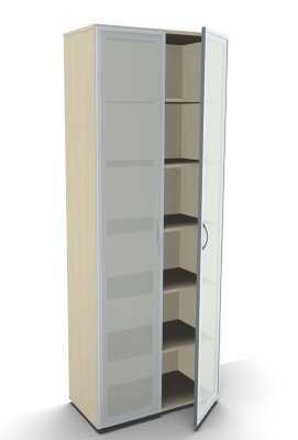 Schrank 6 Ordnerhöhen mit Glastüren Ahorn