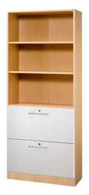 Hängeregisterschrank Klassik 2 Ordnerhöhen Hängeregister Buche-Silber