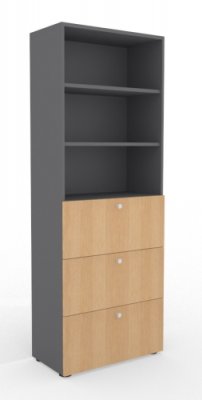 Hängeregisterschrank 6 Ordnerhöhen Grafit/Eiche
