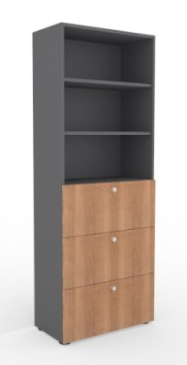 Hängeregisterschrank 6 Ordnerhöhen Grafit/Nussbaum