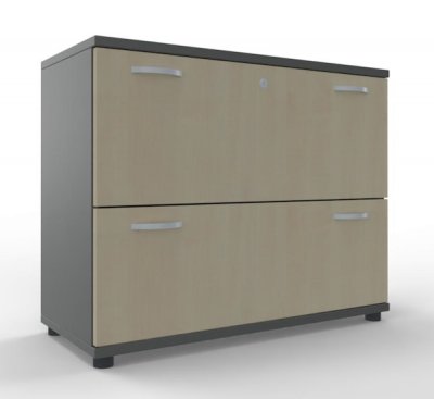 Registerschrank TEN 2 Ordnerhöhen, 100 cm breit onyxgrau/Ahorn