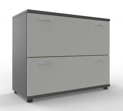 Registerschrank TEN 2 Ordnerhöhen, 100 cm breit onyxgrau/Weiss