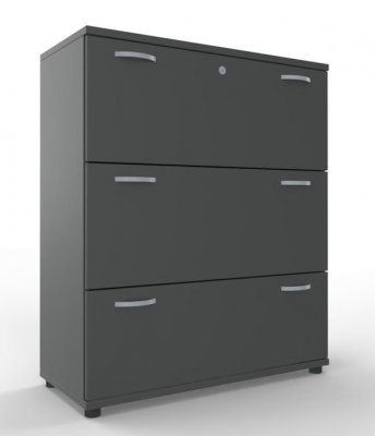 Registraturschrank TEN 3 Ordnerhöhen, 100 cm breit onyxgrau