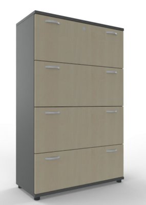 Registraturschrank TEN 4 Ordnerhöhen, 100 cm breit onyxgrau/Ahorn