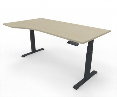 PC-Schreibtisch Elevate Plus linke Seite 100 cm tief Gestell Anthrazit Tischplatte Ahorn