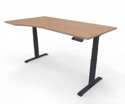 PC-Schreibtisch Elevate Plus linke Seite 100 cm tief Gestell Anthrazit Tischplatte Buche