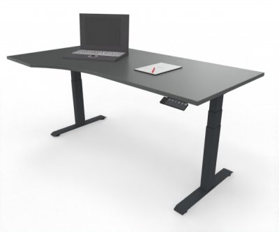 PC-Schreibtisch Elevate Plus linke Seite 100 cm tief Gestell Anthrazit Tischplatte Grafit