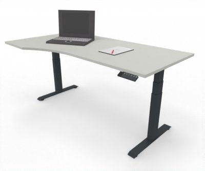 PC-Schreibtisch Elevate Plus linke Seite 100 cm tief Gestell Anthrazit Tischplatte Weiß