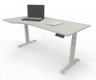 PC-Schreibtisch Elevate Plus linke Seite 100 cm tief Gestell Weiß Tischplatte Weiß