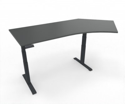Höhenverstellbarer Schreibtisch 135 Grad rechts Gestell Antharzit Tischplatte Onyx