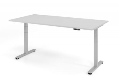Schreibtisch DSM 200x100 cm elektrisch höhenverstellbar Lichtgrau-Silber