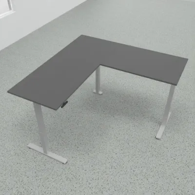 Höhenverstellbarer Winkelschreibtisch 200 x 200 cm DSM Silber Grafit
