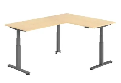 Winkelschreibtisch DSM L-Form 160 x 200 cm Gestell Grafit Tischplatte Ahorn
