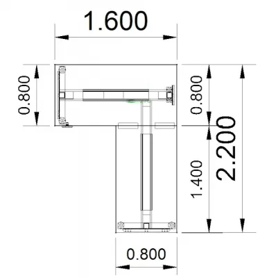 Winkelschreibtisch DSM L-Form 160 x 220 cm el. höhenverstellbar