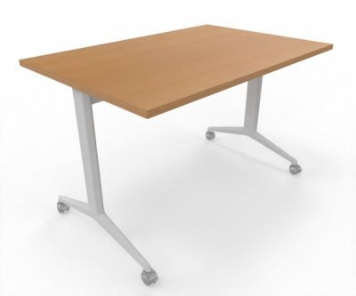 Klapptisch mit Rollcen 120 x 80 cm Gestellfarbe Weiß Tischplatte Buche