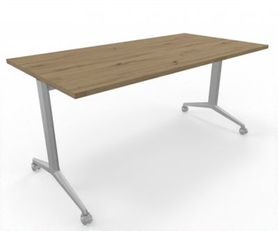 Klapptisch 160 x 80 cm mit Rollen Gestell Silber Tischplatte Asteiche
