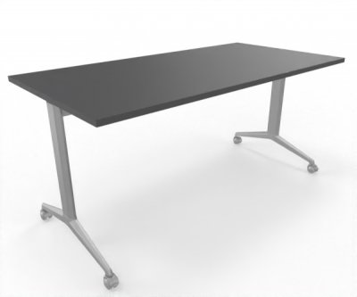 Klapptisch 160 x 80 cm mit Rollen Gestell Silber Tischplatte Grafit