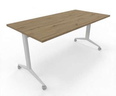 Klapptisch 160 x 80 cm mit Rollen Gestell Weiß Tischplatte Asteiche