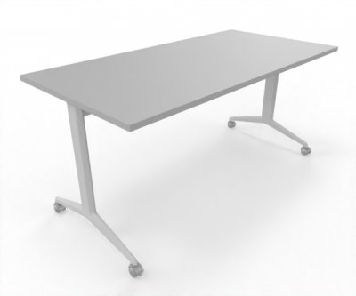 Klapptisch 160 x 80 cm mit Rollen Gestell Weiß Tischplatte Lichtgrau