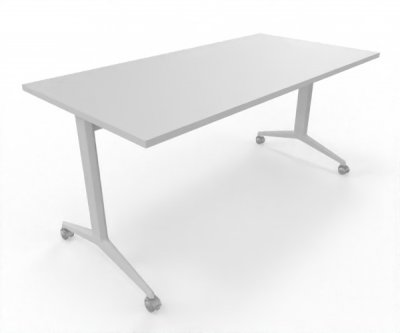 Klapptisch 160 x 80 cm mit Rollen Gestell Weiß Tischplatte Weiß