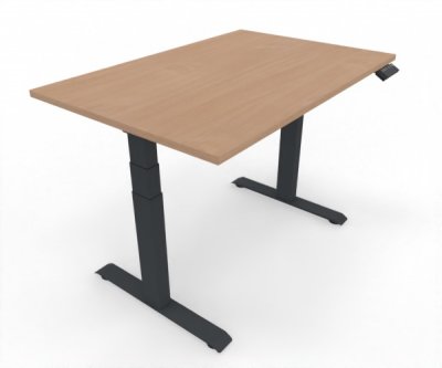 höhenverstellbarer Schreibtisch Elevate Plus 120 x 80 cm Gestell Anthrazit Tischplatte Buche