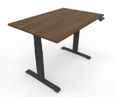 höhenverstellbarer Schreibtisch Elevate Plus 120 x 80 cm Gestell Anthrazit Tischplatte Nussbaum