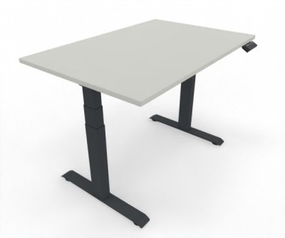 höhenverstellbarer Schreibtisch Elevate Plus 120 x 80 cm Gestell Anthrazit Tischplatte Weiß