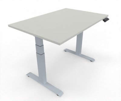 höhenverstellbarer Schreibtisch Elevate Plus 120 x 80 cm Gestell Silber Tischplatte Weiß