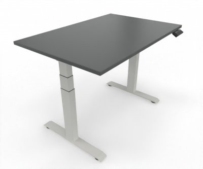 höhenverstellbarer Schreibtisch Elevate Plus 120 x 80 cm Gestell Weiß Tischplatte Onyx