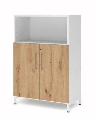 Kombischrank FIX3 3 Ordnerhöhen Sockelfuß Weiss-Asteiche