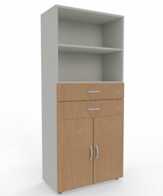 Kombischrank Mega 80x42x180,8 cm mit Schubladen und Türen Weiß-Buche