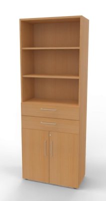 Kombischrank Büroschrank mit Türen und Schubfächern Buche