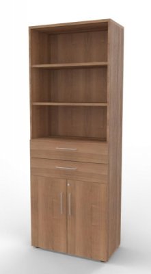 Kombischrank Büroschrank mit Türen und Schubfächern Nussbaum