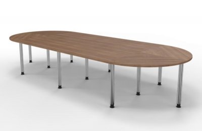 Konferenztisch 400 x 160 cm gerundet für 12 bis 14 Personen Nussbaum