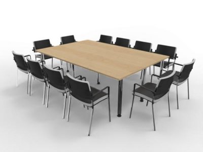 Konfernztisch 240x160 cm mit 12 Stühlen Tischplatten Ahorn