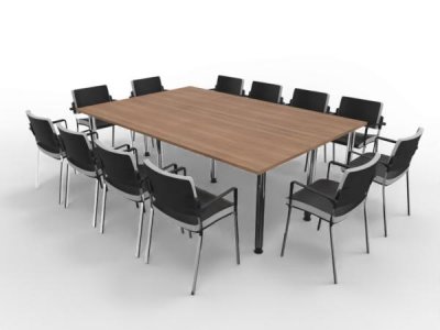 Konfernztisch 240x160 cm mit 12 Stühlen Tischplatten Nussbaum