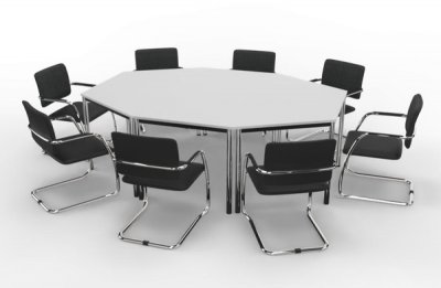 Konferenztisch DC2 Weiss mit 8 Stühle