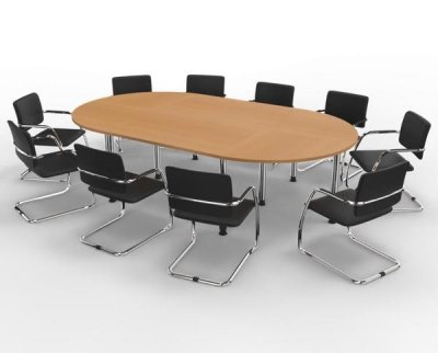 Konferenztisch K28 280x160cm mit 10 Stühlen Tischplatten Buche