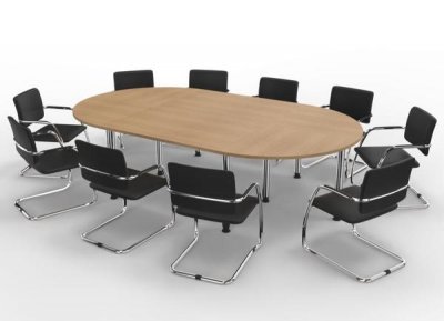 Konferenztisch K28 280x160cm mit 10 Stühlen Tischplatten Eiche