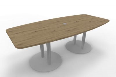 Konferenztisch Kiel 220 cm Tellerfüße silberfarben Asteiche
