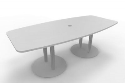 Konferenztisch Kiel 220 cm Tellerfüße silberfarben Weiß