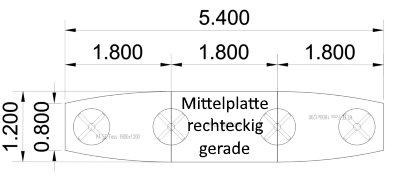 Konferenztisch 540 cm Bootsform Zeichnung