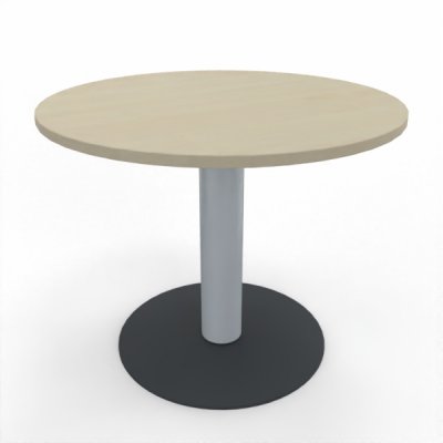 Konferenztisch Mega rund 90 cm mit Säulenfuß Tischplatte Ahorn