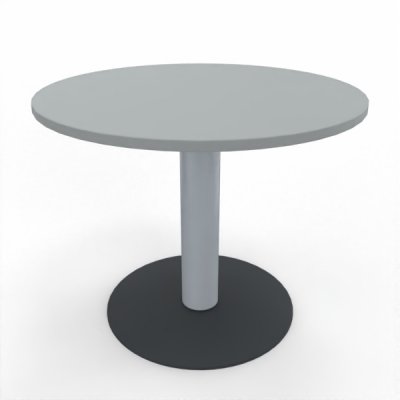 Konferenztisch Mega rund 90 cm mit Säulenfuß Tischplatte Lichtgrau